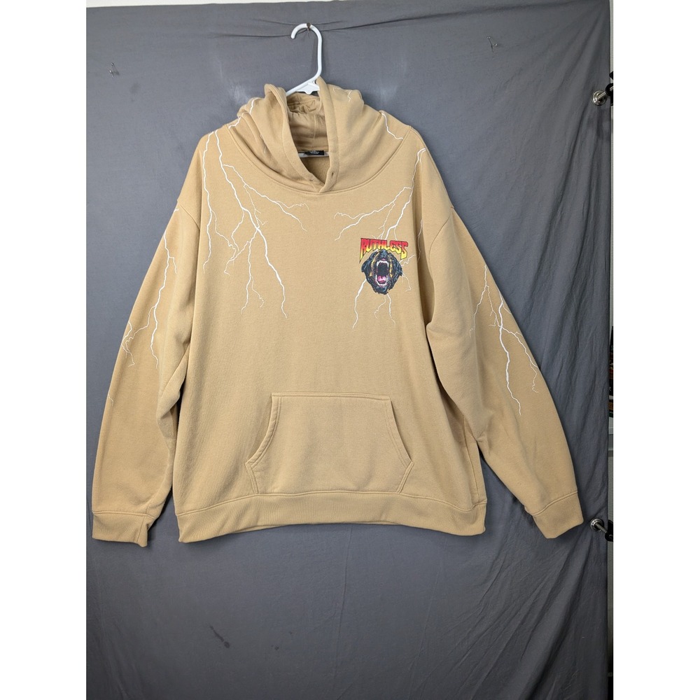 RGSTR Ruthless World Dog Graphic Hoodie Tan 4XL Lightning Bolt Streetwear